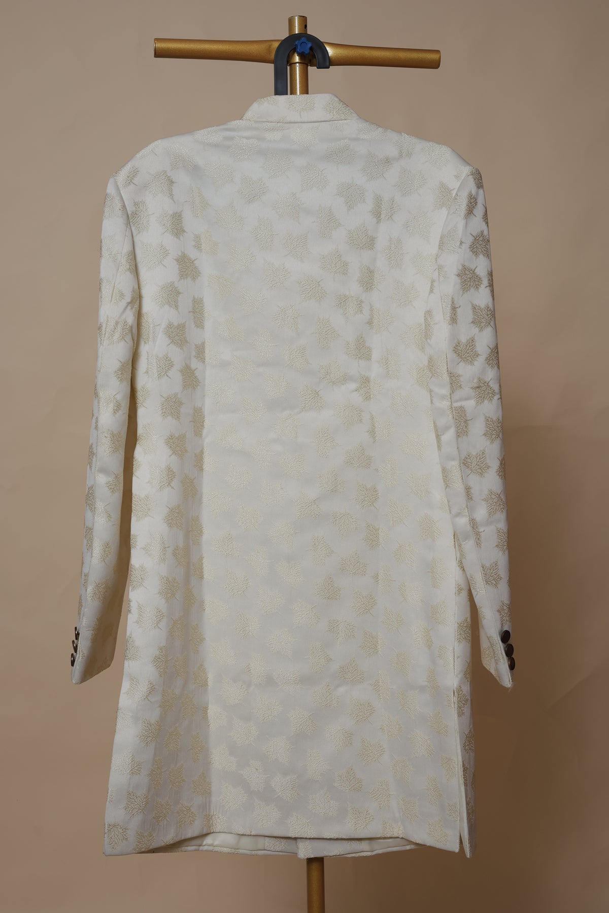 Men’s Ivory Gold Motif Jacquard Sherwani