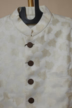 Men’s Ivory Gold Motif Jacquard Sherwani