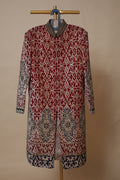 Men's Maroon and Navy Blue Embroidered Wedding Sherwani