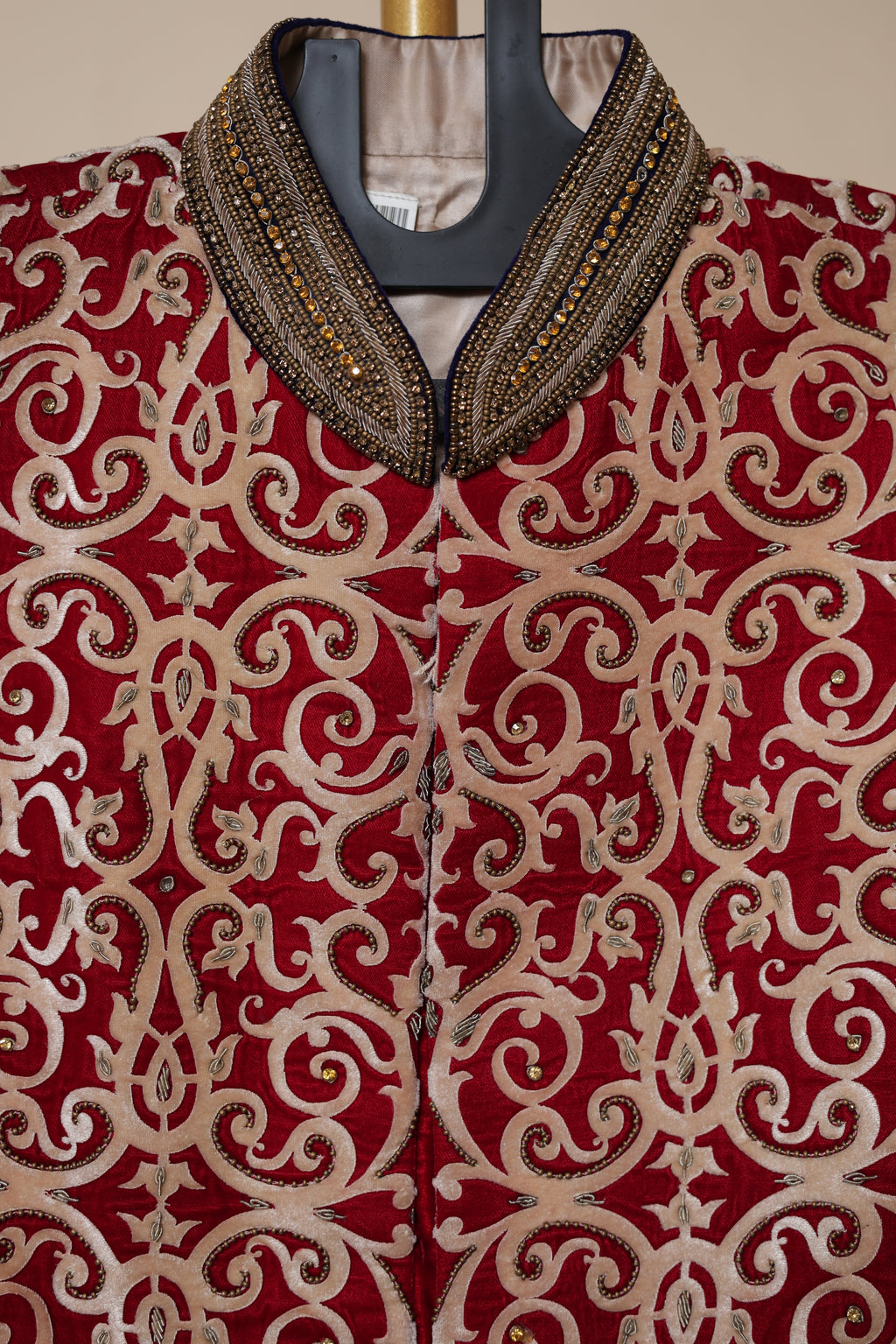 Men's Maroon and Navy Blue Embroidered Wedding Sherwani