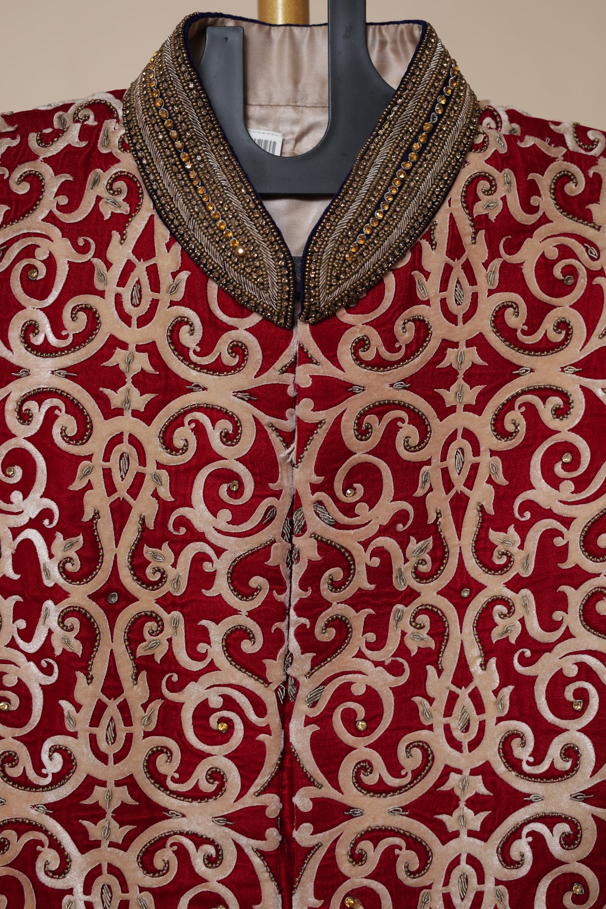 Men's Maroon and Navy Blue Embroidered Wedding Sherwani