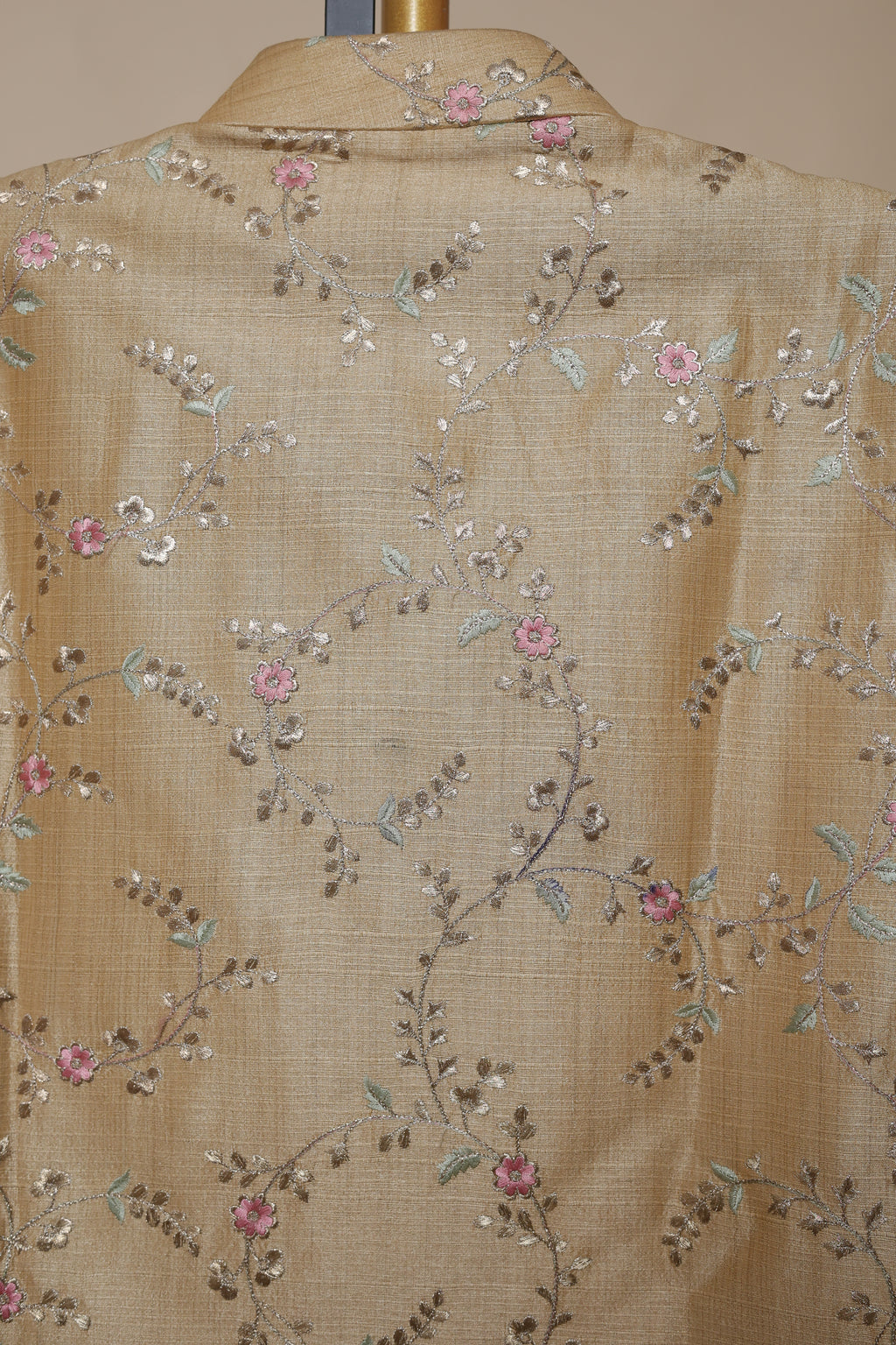 Men's Golden Beige Floral Embroidered Wedding Sherwani