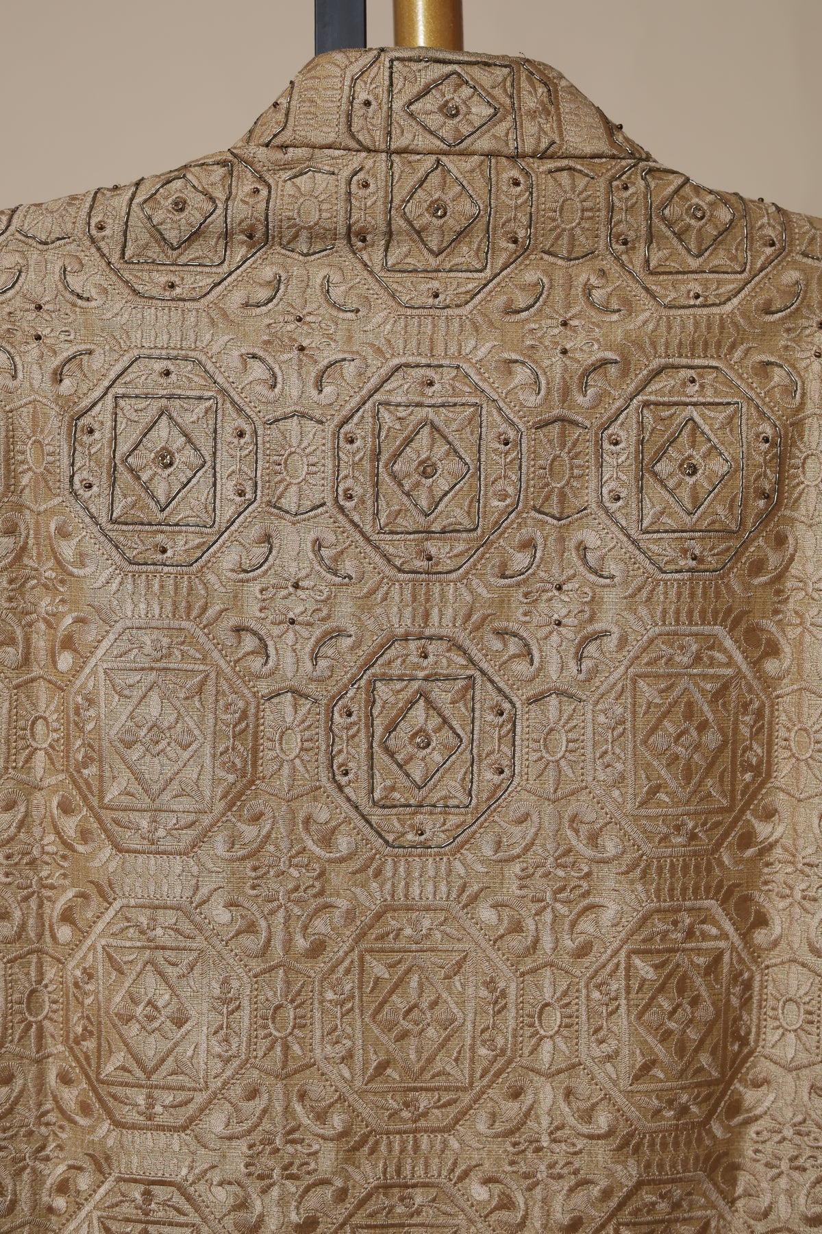 Men's Antique Gold Geometric Embroidered Sherwani
