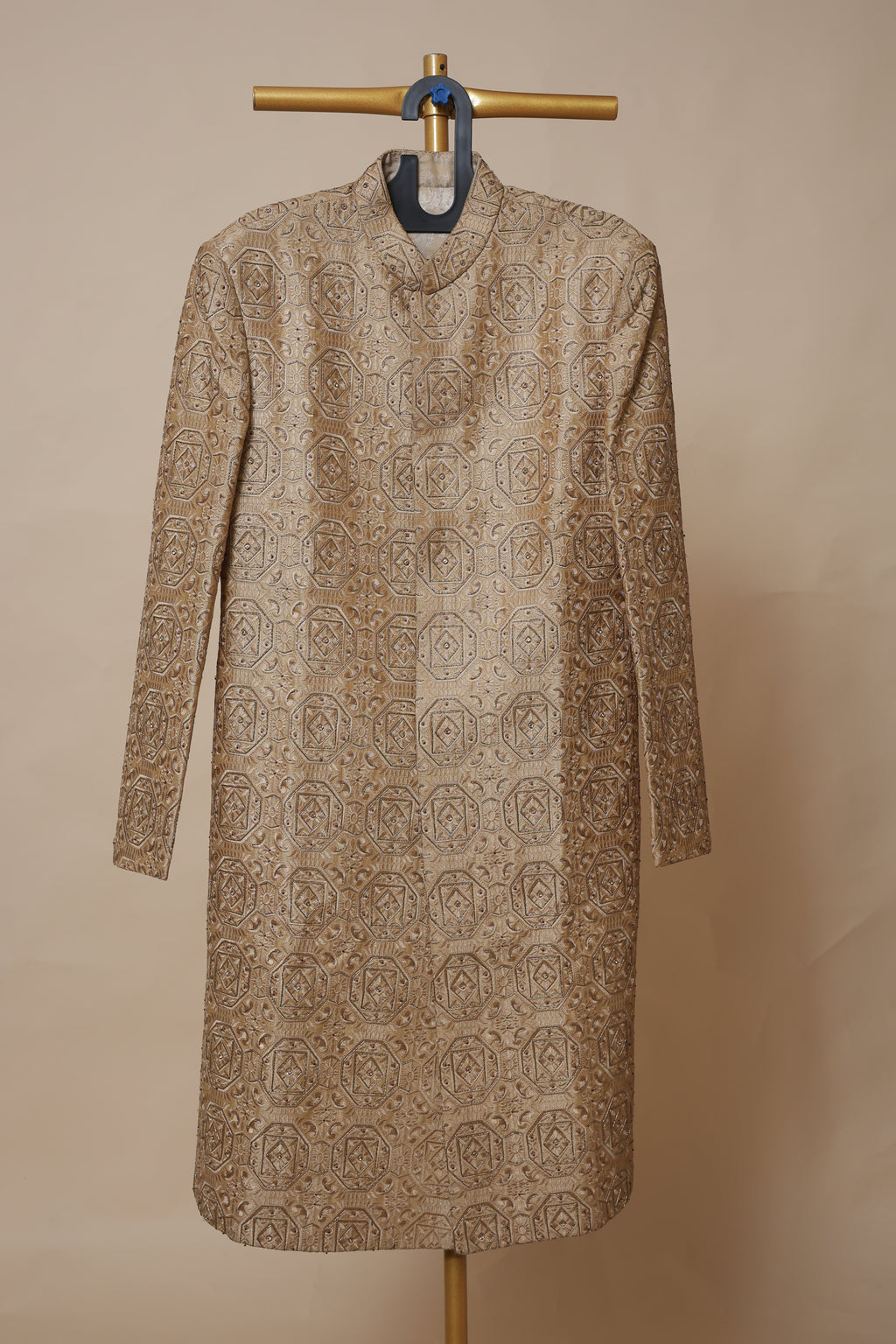 Men's Antique Gold Geometric Embroidered Sherwani