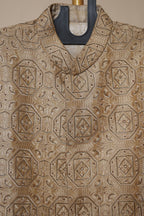 Men's Antique Gold Geometric Embroidered Sherwani