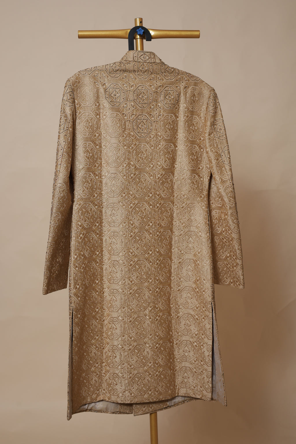 Men's Antique Gold Geometric Embroidered Sherwani