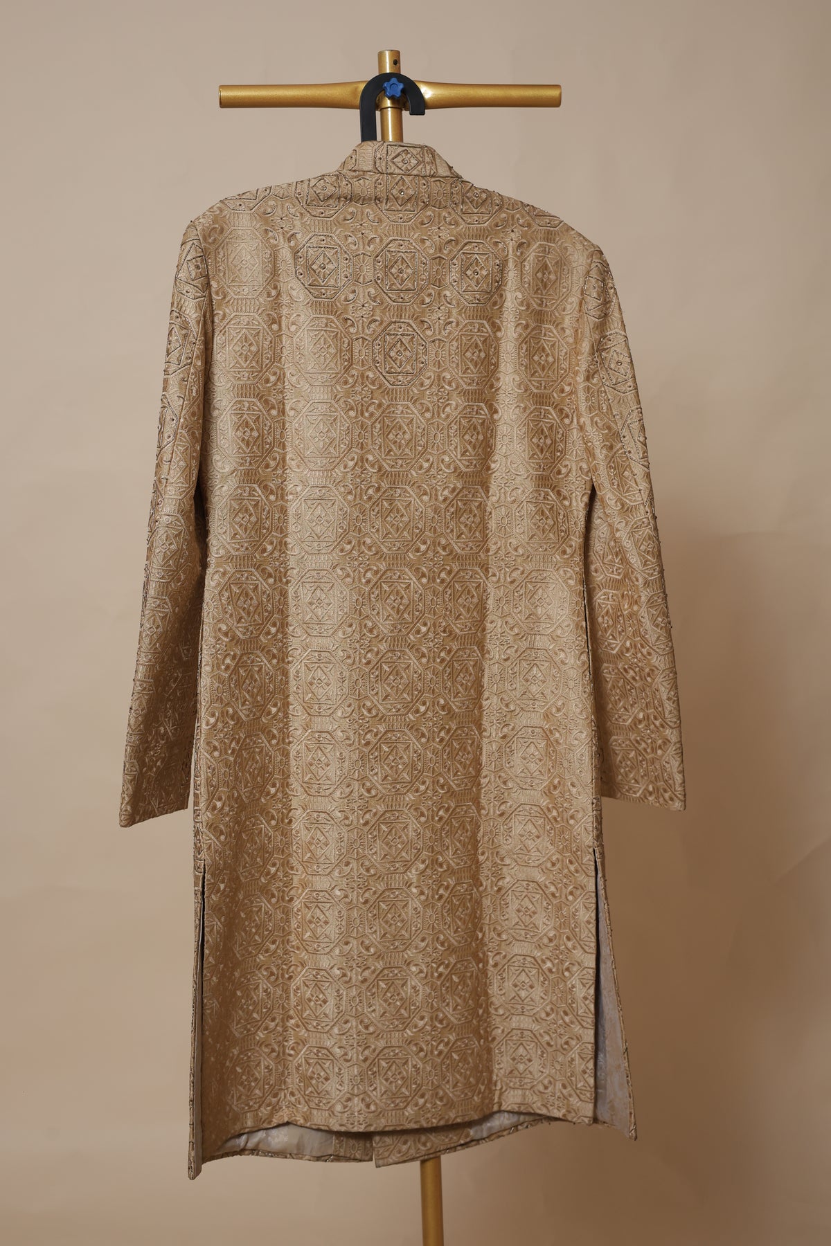 Men's Antique Gold Geometric Embroidered Sherwani