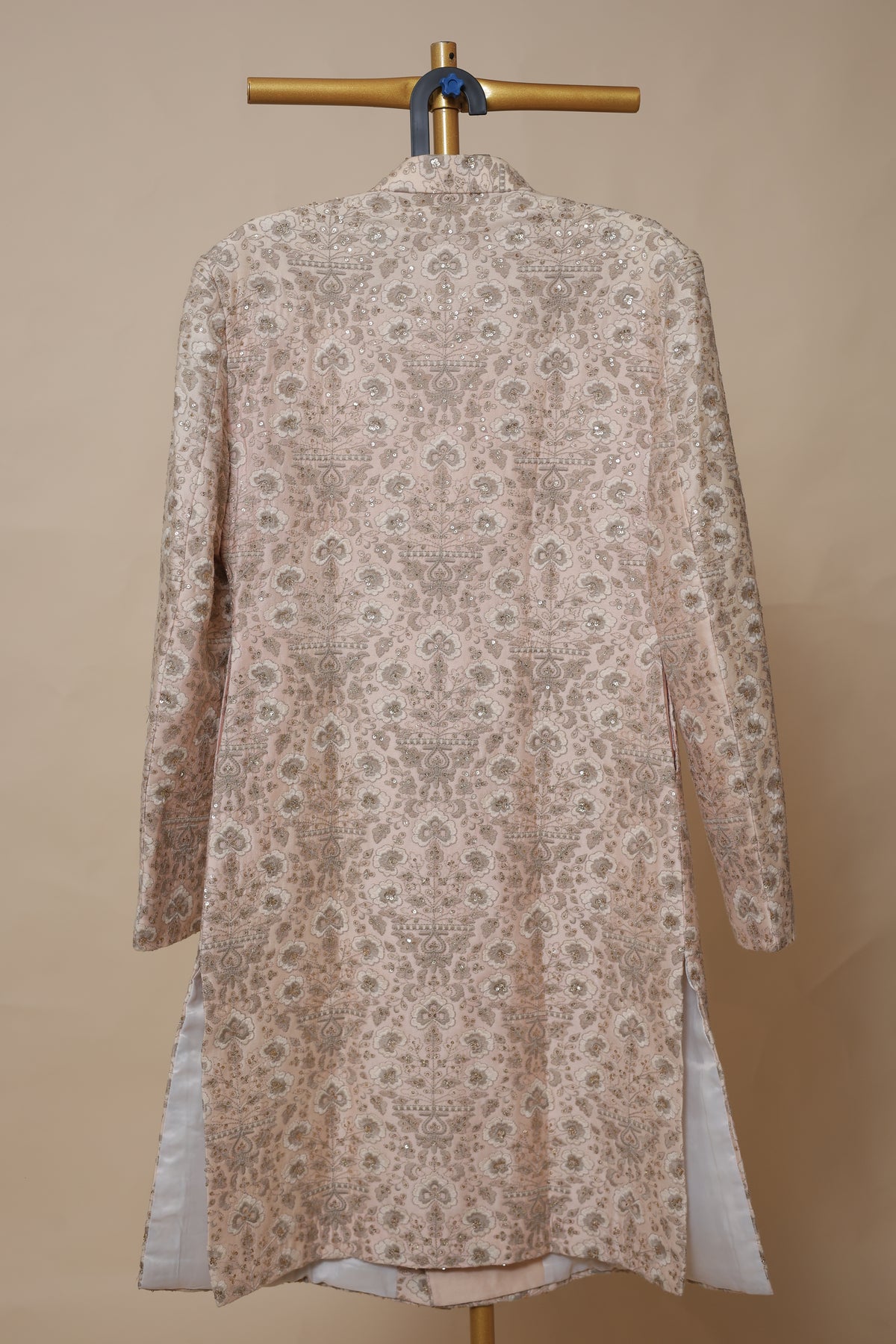 Men's Blush Ivory Floral Embroidered Wedding Sherwani