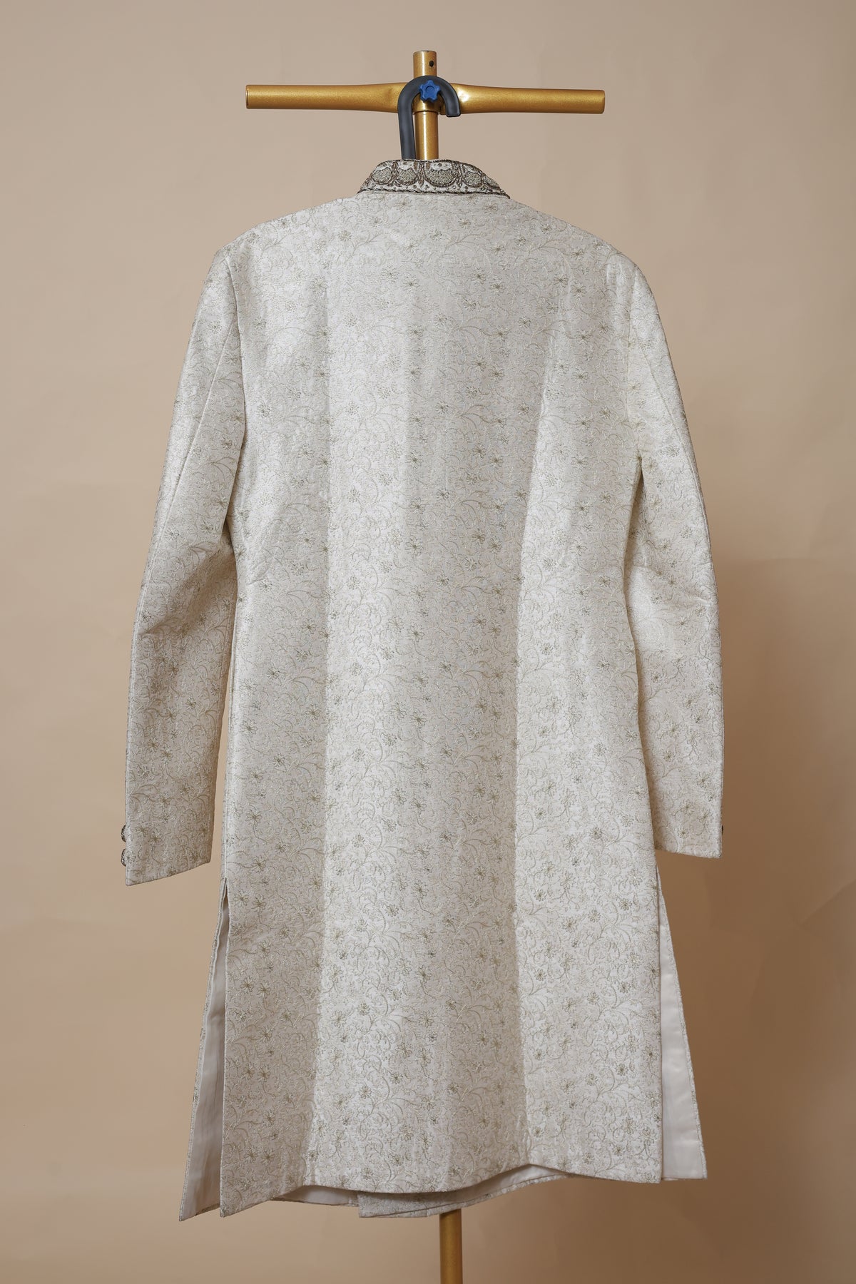 Men's Ivory Jacquard Embroidered Wedding Sherwani