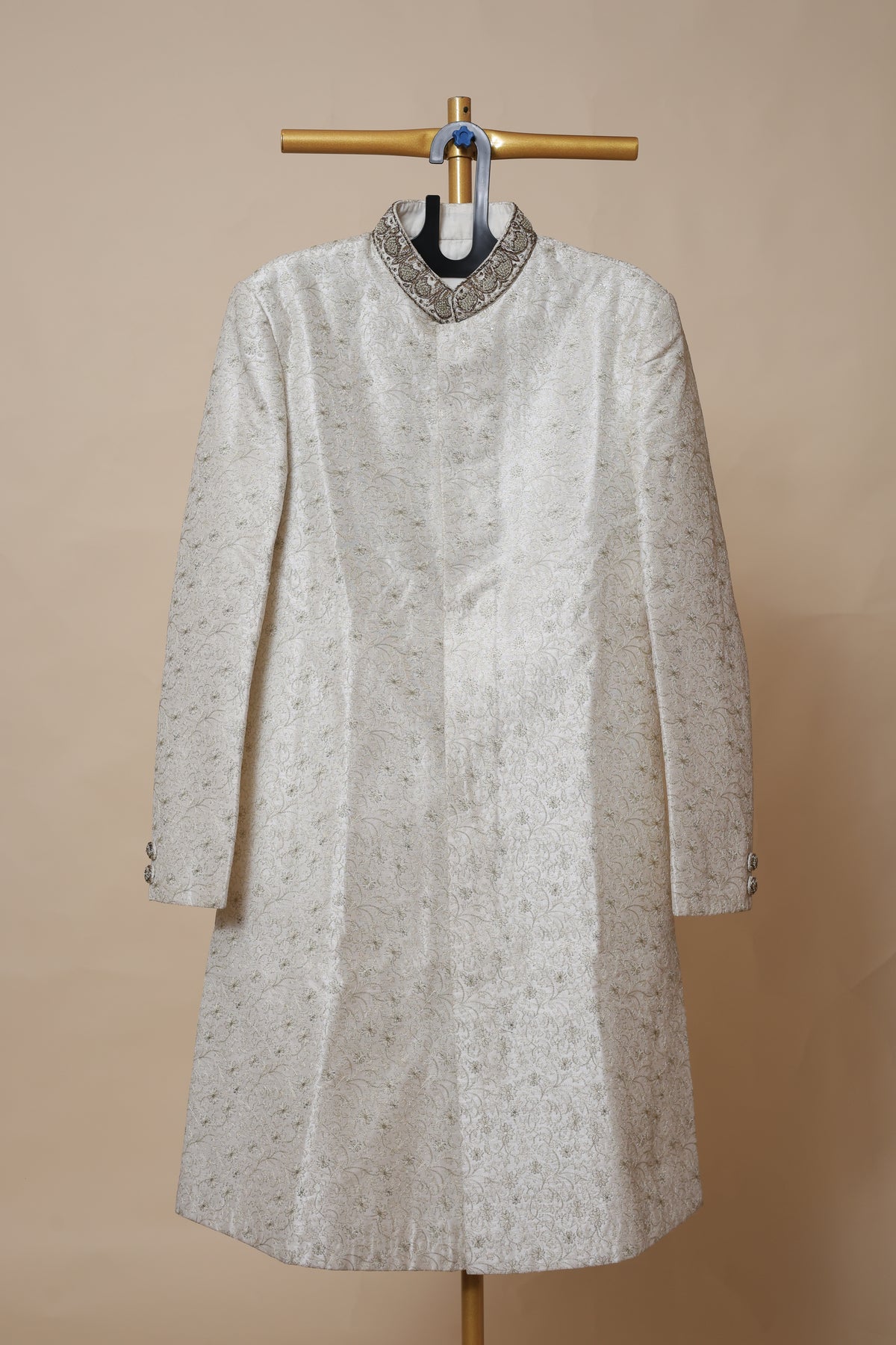 Men's Ivory Jacquard Embroidered Wedding Sherwani