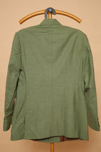 Men's Olive Green Sikara Pattern Bandhgala Blazer