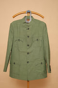 Men's Olive Green Sikara Pattern Bandhgala Blazer