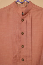 Men’s Peach Mandarin Collar Designer Shirt