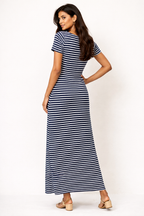Classic Nautical Short-Sleeve Column Dress