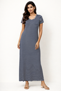 Classic Nautical Short-Sleeve Column Dress
