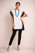 Monochrome Color-Block Panel Tunic Top