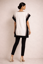 Monochrome Color-Block Panel Tunic Top