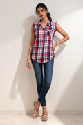 Effortless Pink & Charcoal Checkered Summer Shirt
