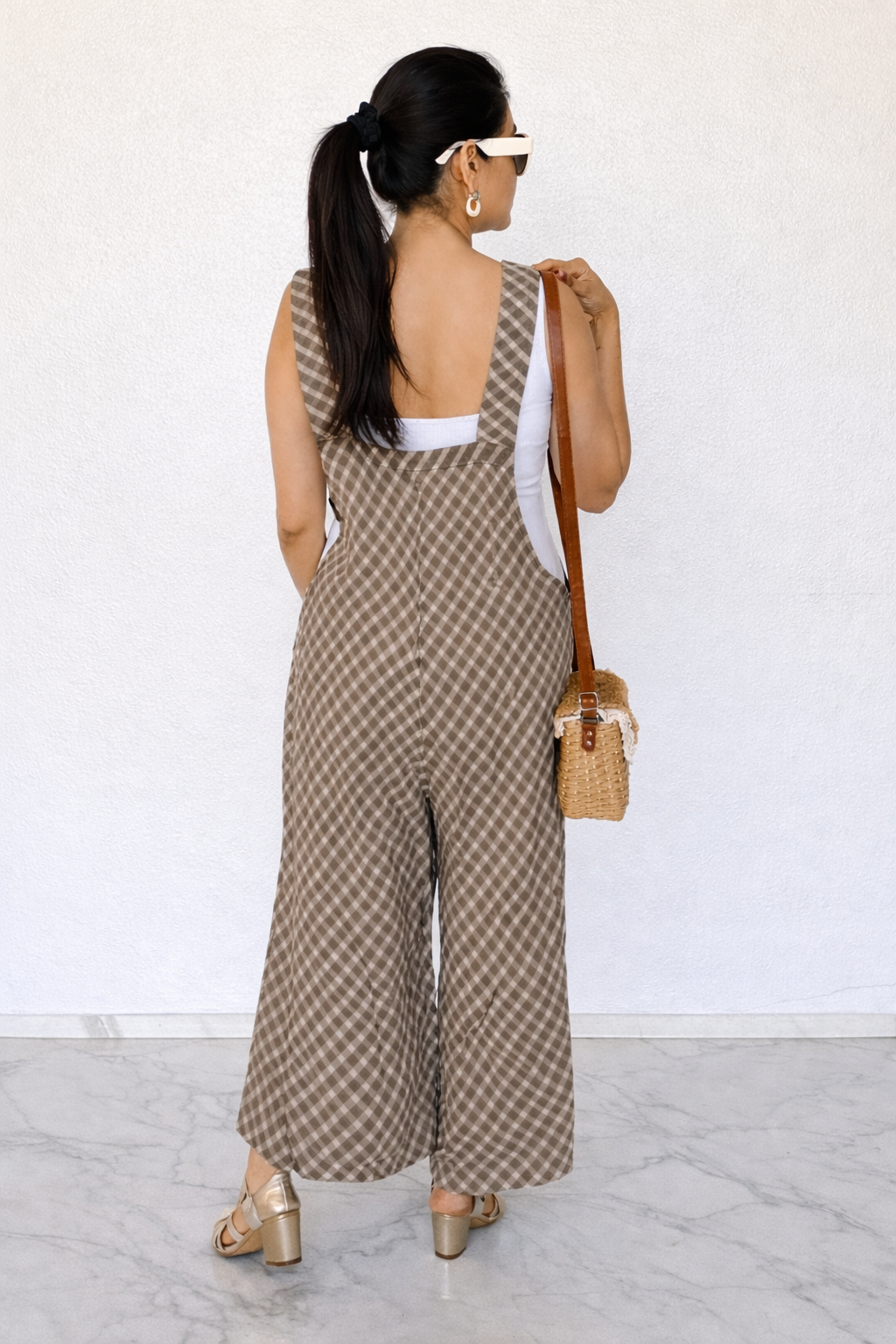 Dusky Check Relaxed Fit Jumpsuit