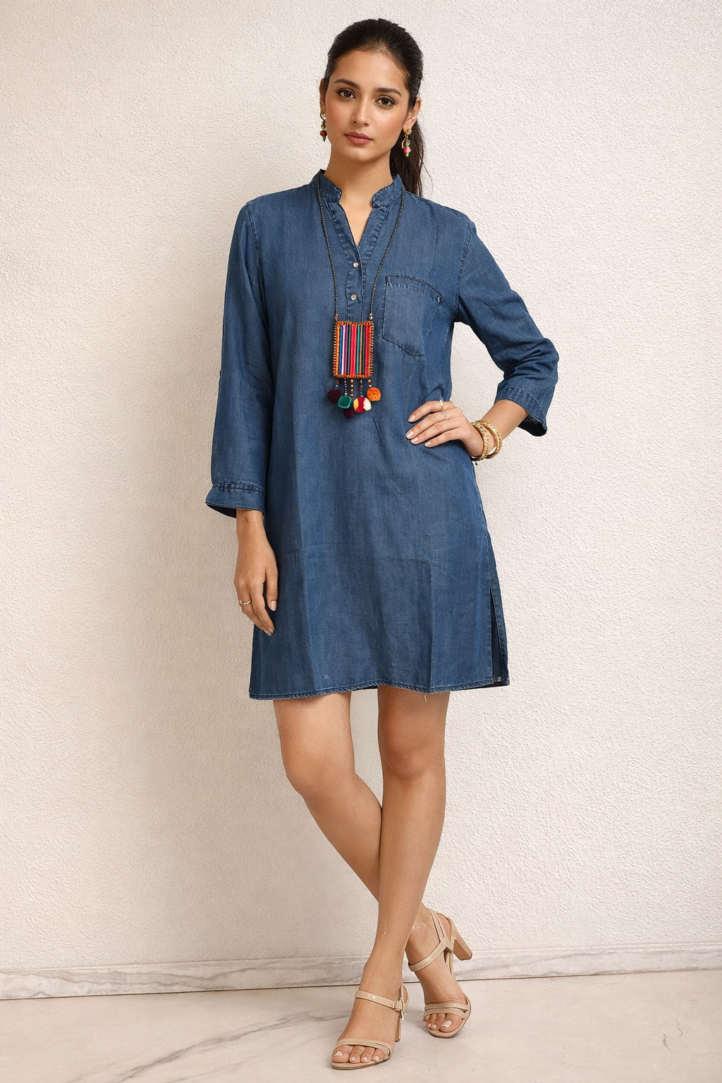 Indigo Charm Denim Shift Dress
