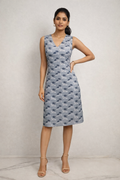 Blue Bloom Printed A-Line Dress
