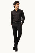 Classic Solid Black Long Sleeve Formal Shirt