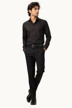Classic Solid Black Long Sleeve Formal Shirt