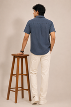 Dark Grey Mineral Wash Short Sleeve Casual Shirt