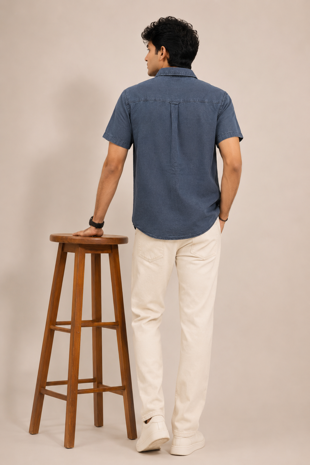 Dark Grey Mineral Wash Short Sleeve Casual Shirt