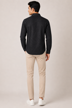 Men's Washed Black Micro-Dot Denim Shirt