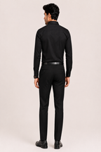 Men's Formal Black Shirt with Chest Pocket Crest