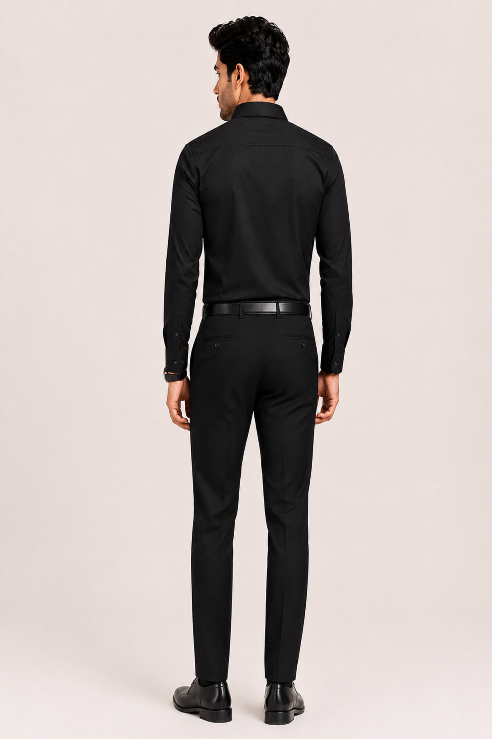 Men's Formal Black Shirt with Chest Pocket Crest