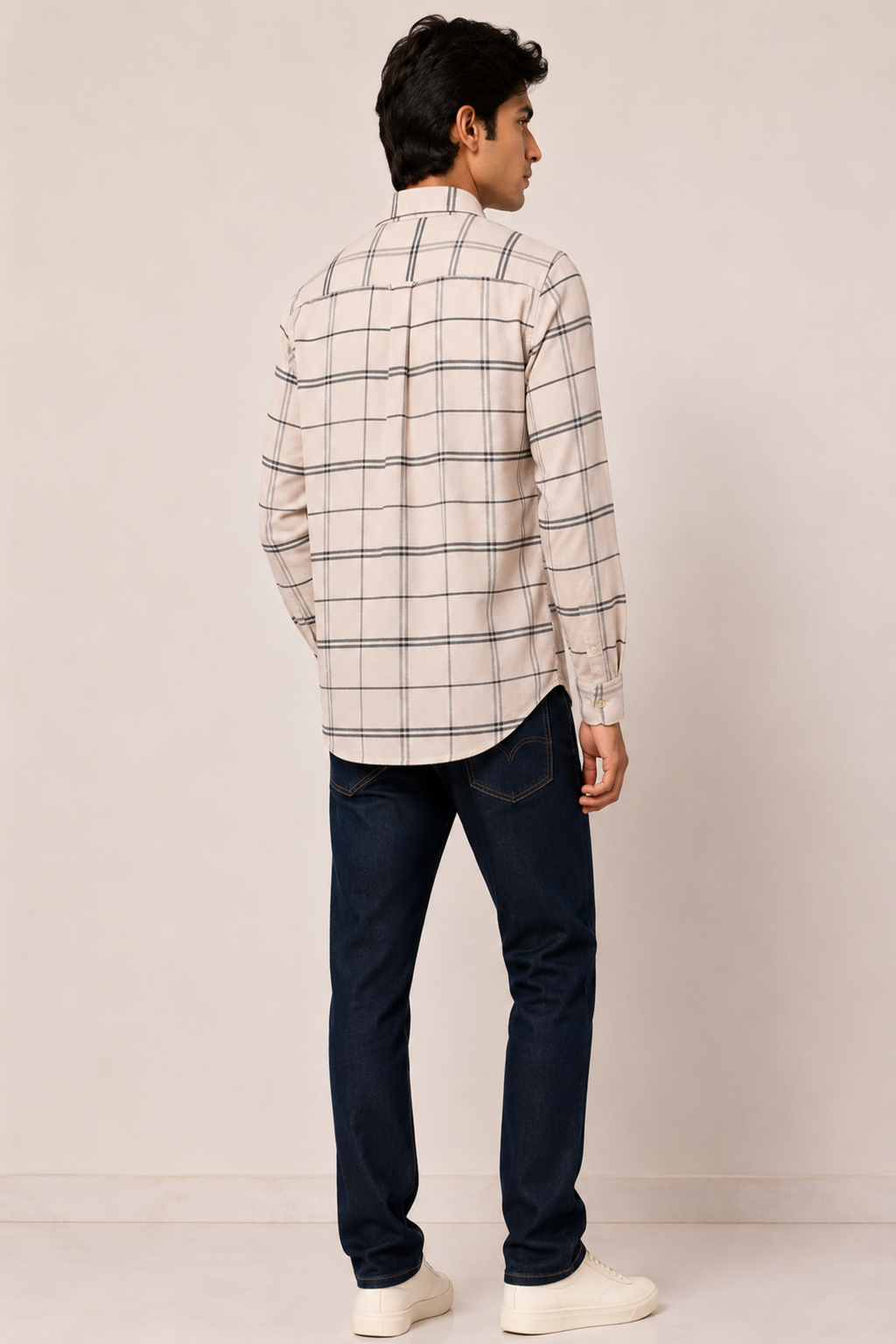 Off-White Minimalist Grid Print Long Sleeve Shirt