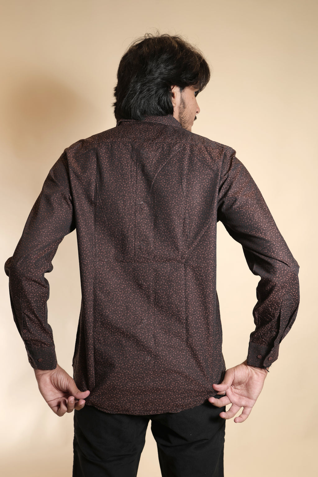 Stylish Brown Micro-Print Shirt