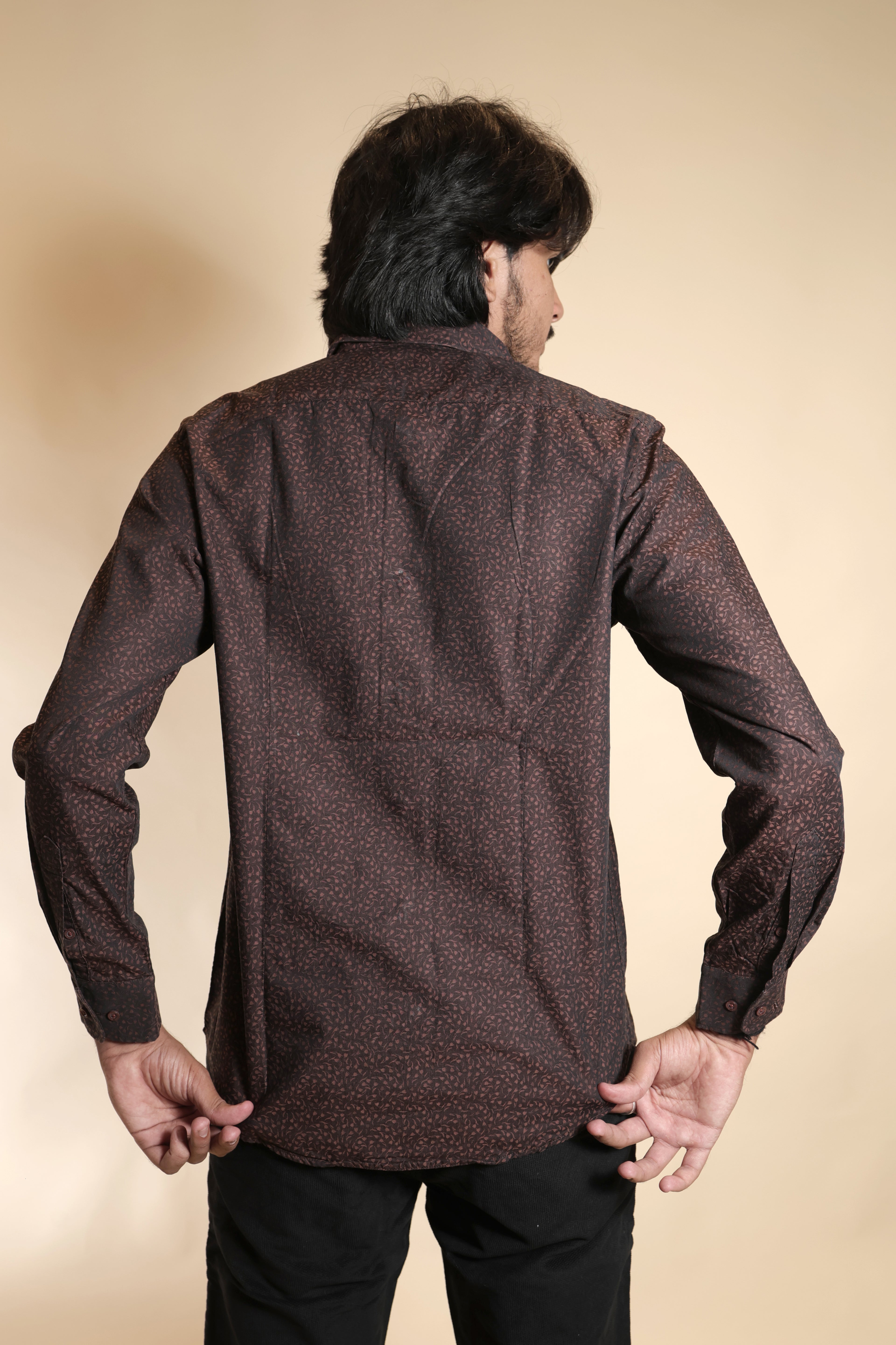 Stylish Brown Micro-Print Shirt