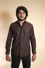 Stylish Brown Micro-Print Shirt