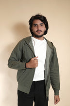 Casual Olive Green Hooded Jacket