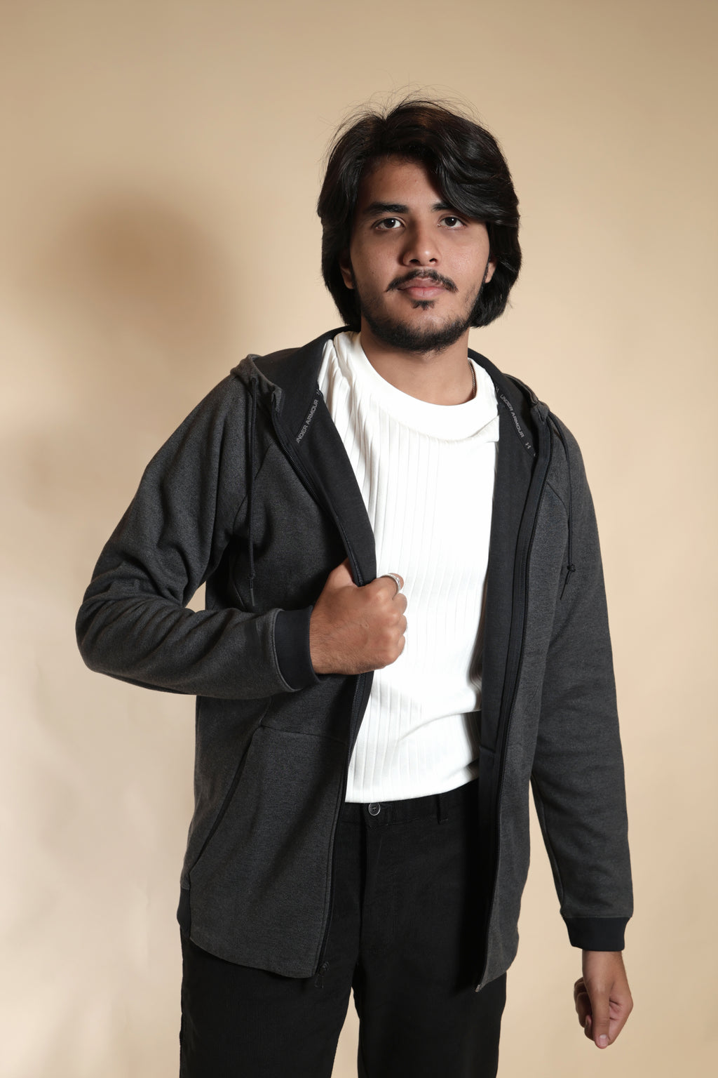 Men's Charcoal Gray Full-Zip Hoodie