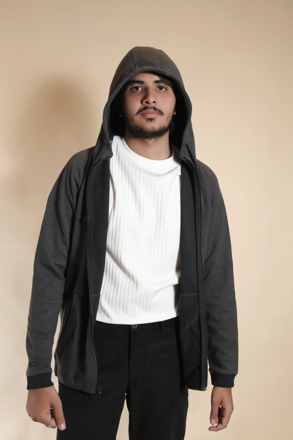 Men's Charcoal Gray Full-Zip Hoodie
