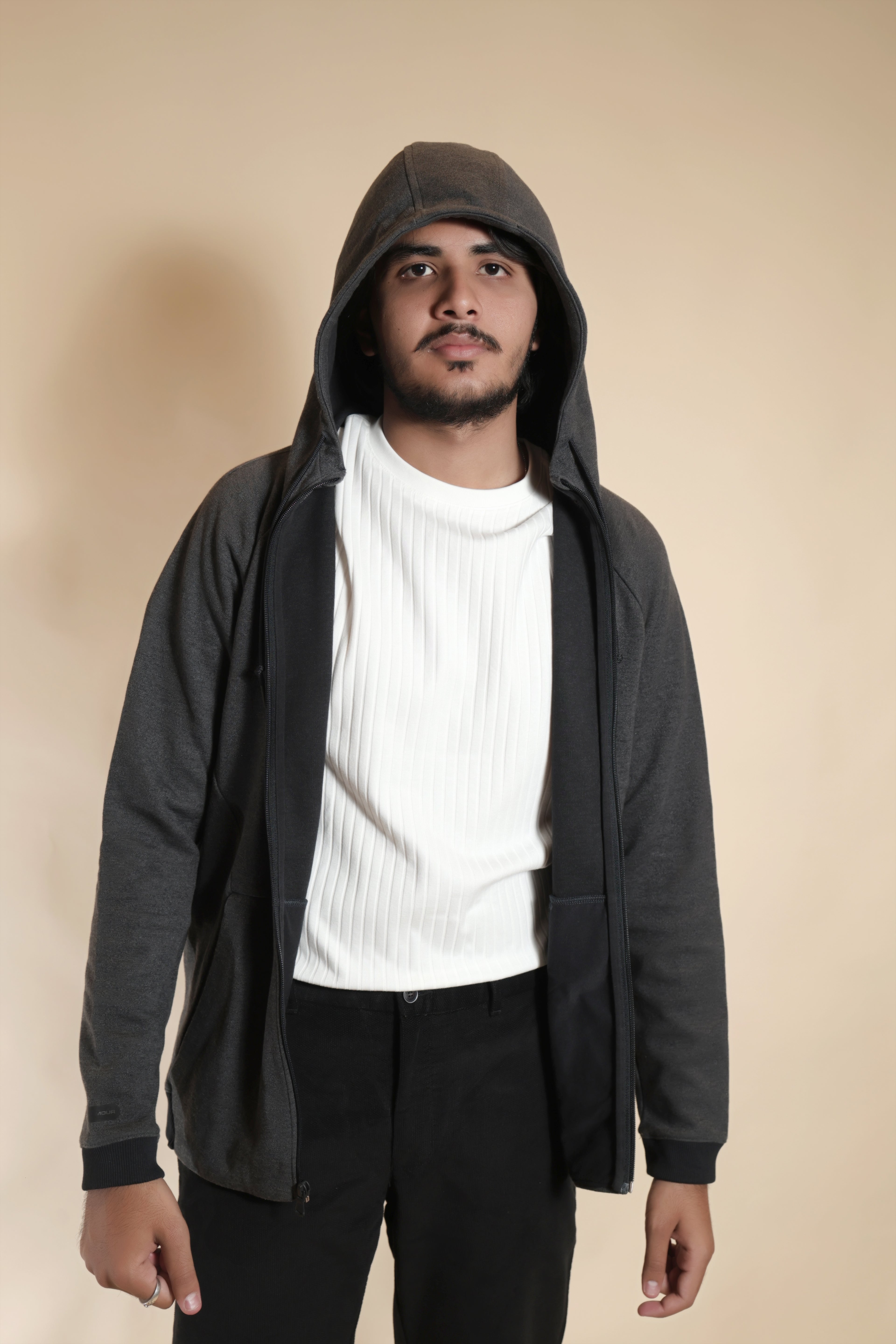 Men's Charcoal Gray Full-Zip Hoodie