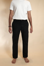 Men's Black Corduroy Straight-Fit Trousers