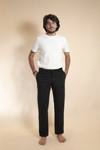 Men's Black Corduroy Straight-Fit Trousers