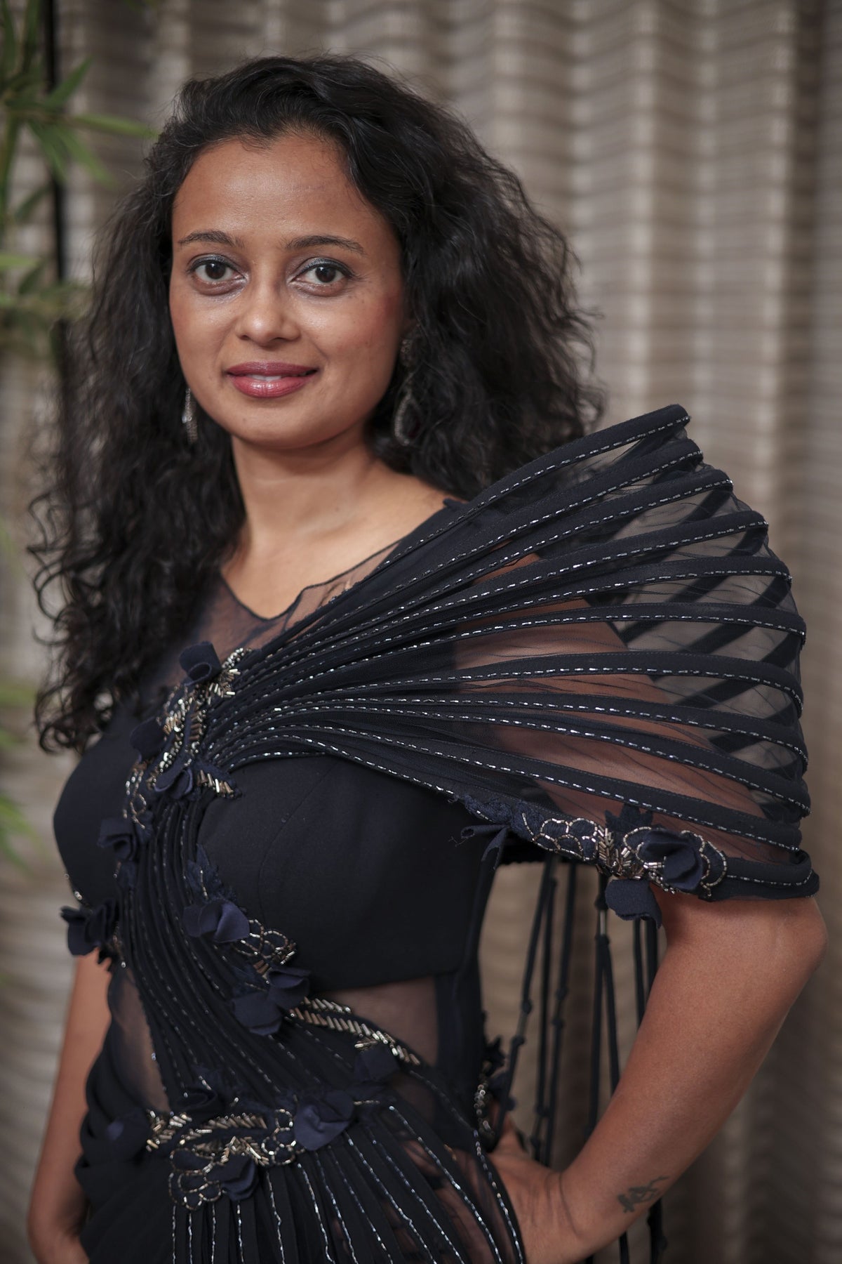 Midnight Black Sculptural Pre-Draped Gown