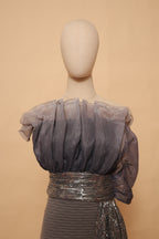 Charcoal Grey Sequin Indo-Western Top with Draped Detail