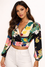 Statement Floral Wrap Top