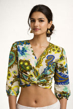 Floral Print Twist-Front Crop Top