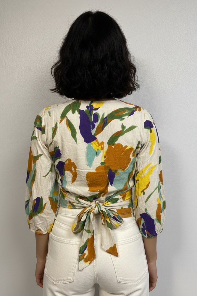 Vibrant Abstract Floral Crop Top