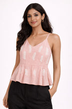 Soft Blush Printed Peplum Top