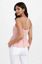 Soft Blush Printed Peplum Top