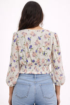 Long Sleeve Floral Crop Top